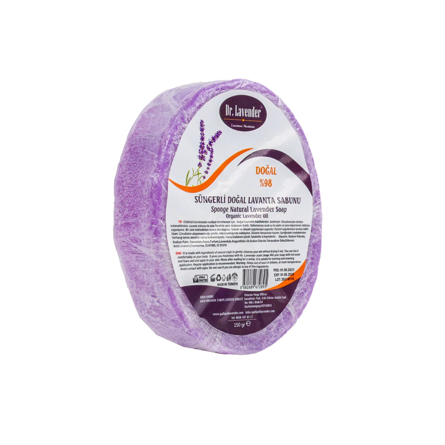 final-süngerli lav dabunu SOAP IN A SPONGE WITH LAVENDER OIL 150 GR - Image 1